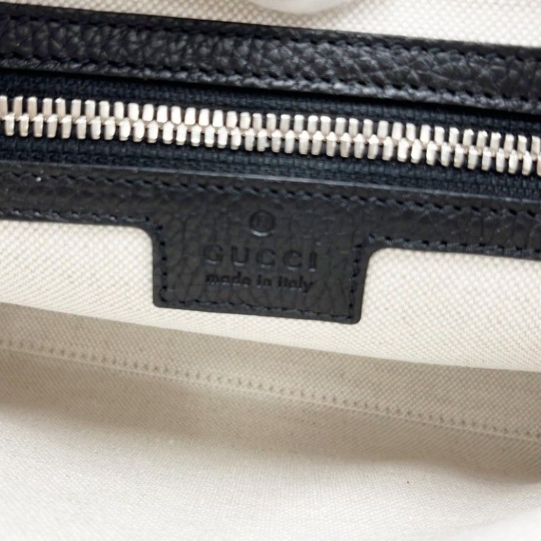 Gucci Shoulder Bag Jumbo GG Black Leather 2-Way Silver — view 9