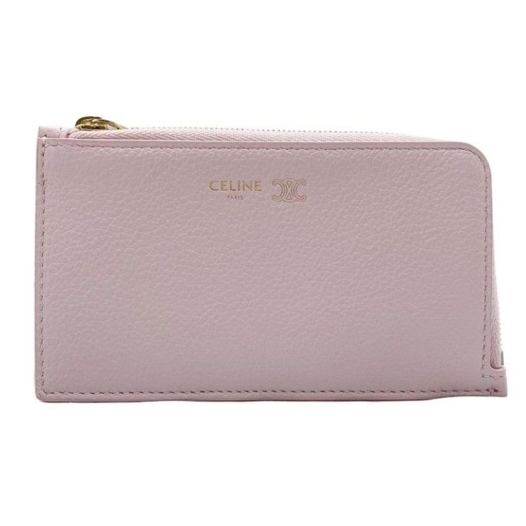 Celine Coin Case Card Holder Pink Leather Gold Display