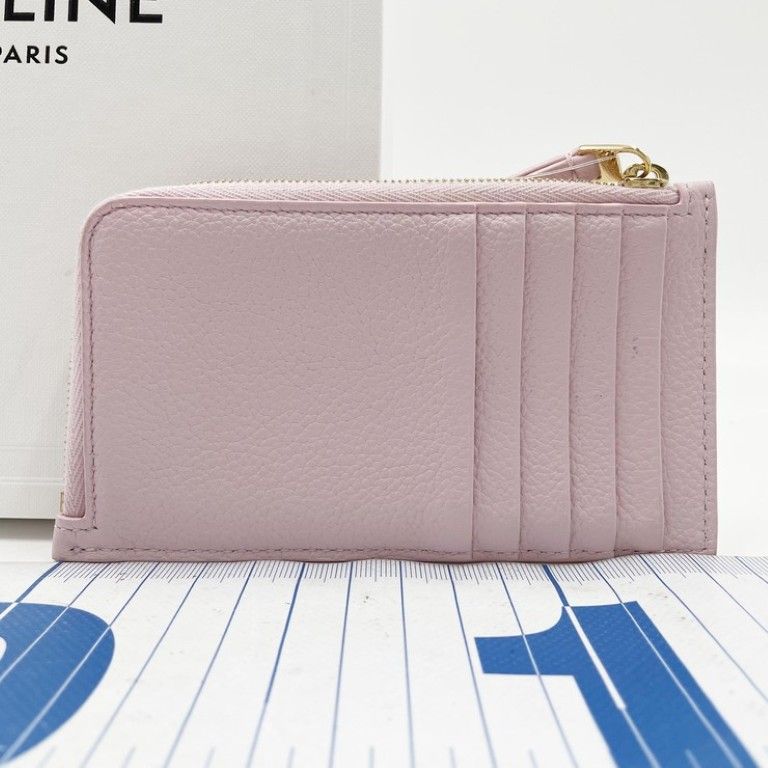 Celine Coin Case Card Holder Pink Leather Gold Display — view 2