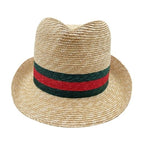 Gucci Hat Web Stripe Natural Red Green Straw