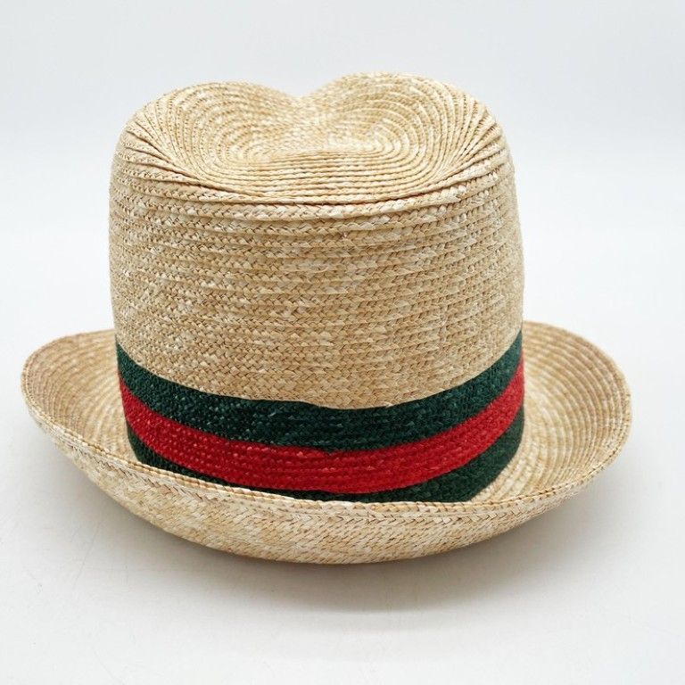 Gucci Hat Web Stripe Natural Red Green Straw — view 3