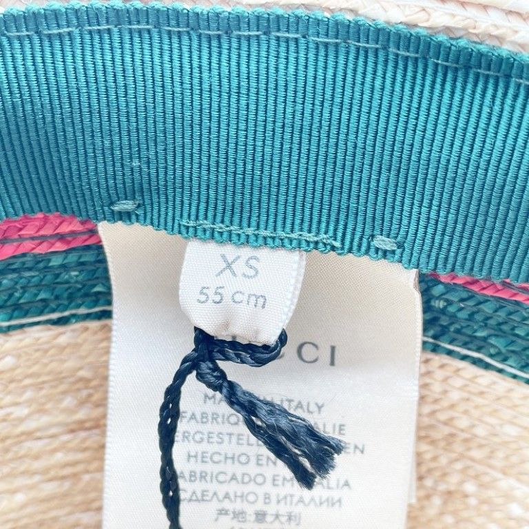 Gucci Hat Web Stripe Natural Red Green Straw — view 7
