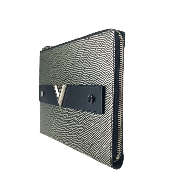 Louis Vuitton Clutch Pochette Plat Epi Platinum Epi Silver — view 2
