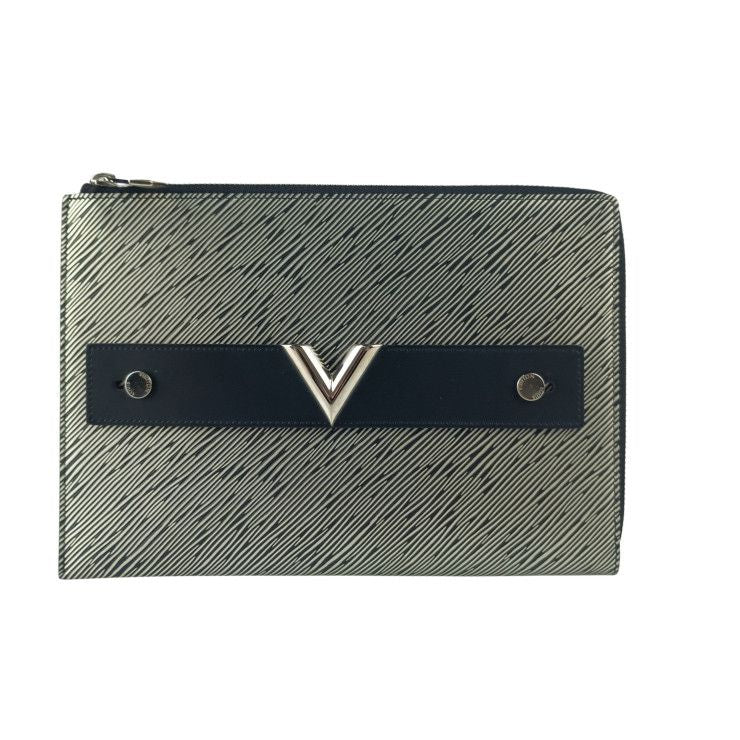 Louis Vuitton Clutch Pochette Plat Epi Platinum Epi Silver
