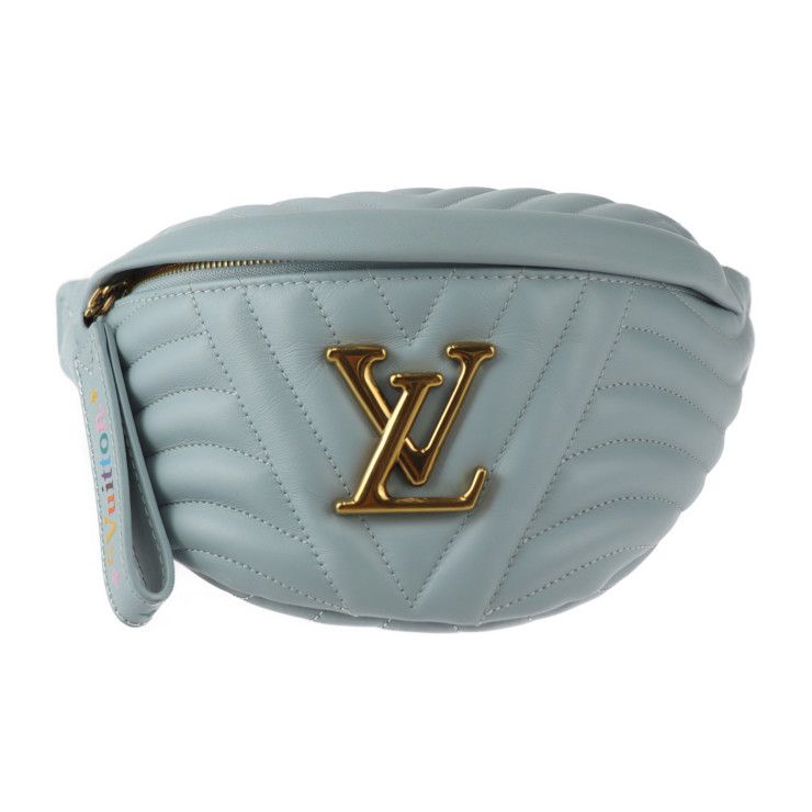 Louis Vuitton New Wave Bum Bag Smooth Calf Leather Light Blue Gold Quilted