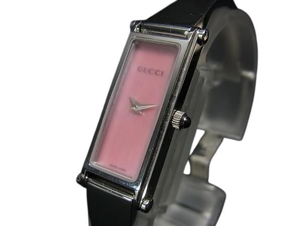Gucci Watch Bangle Silver Pink Shell Dial Stainless Steel 2 Hands Quartz