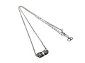 Dior Necklace Logo Cube Silver Metal Rhinestone