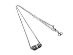 Dior Necklace Logo Cube Silver Metal Rhinestone