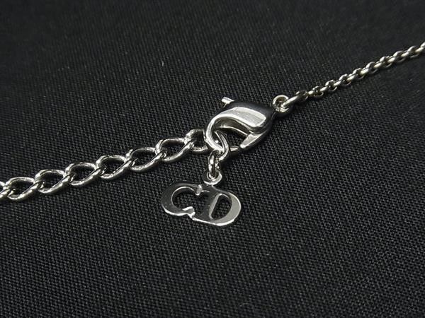 Dior Necklace Logo Cube Silver Metal Rhinestone — view 4