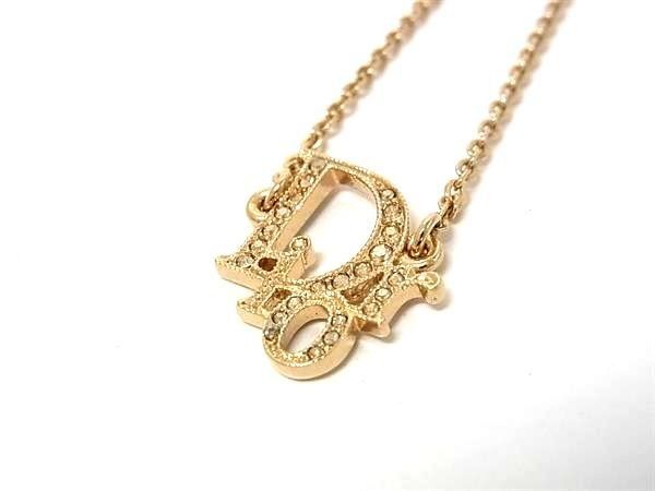Dior Necklace Logo Gold Metal Rhinestone — view 2