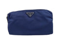 Prada Pouch Triangle Logo Blue Nylon White Tag Silver