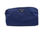 Prada Pouch Triangle Logo Blue Nylon White Tag Silver