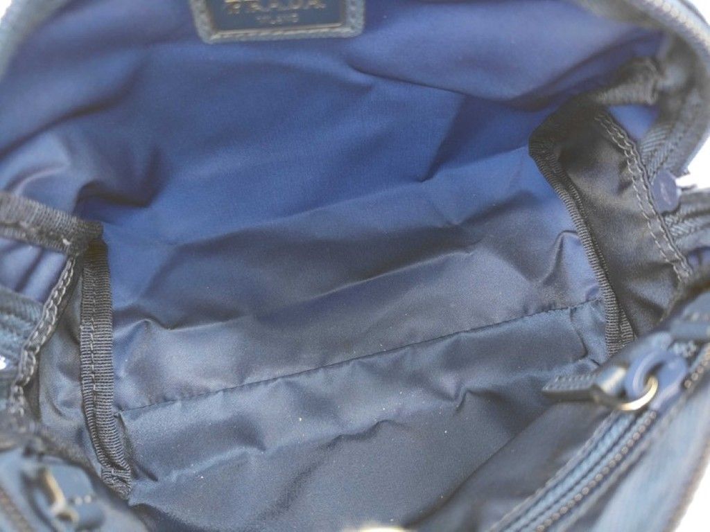 Prada Pouch Triangle Logo Blue Nylon White Tag Silver — view 6