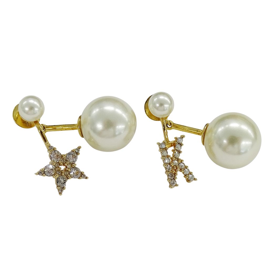 Dior Earrings MY Abcdior Tribal Initial Gold Plated White