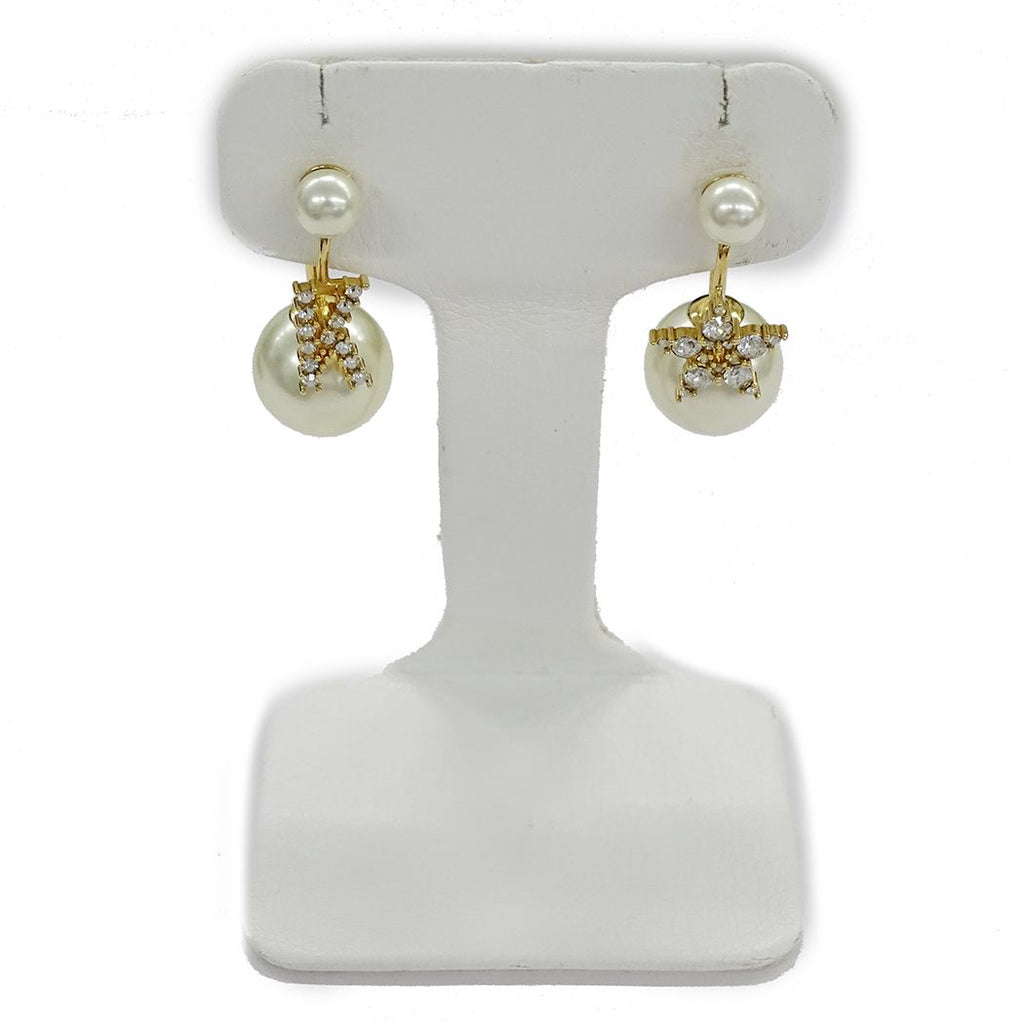 Dior Earrings MY Abcdior Tribal Initial Gold Plated White — view 2