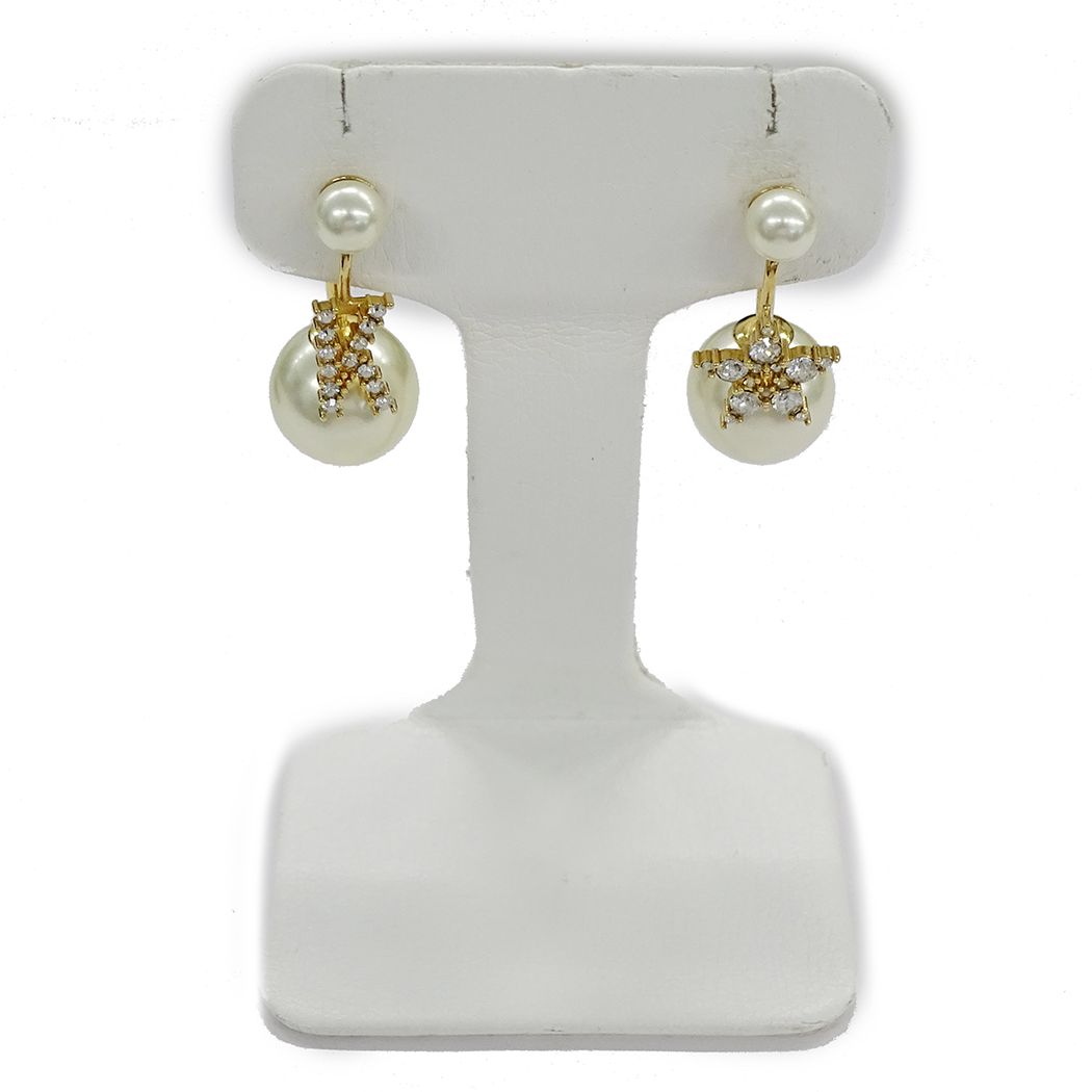 Dior Earrings MY Abcdior Tribal Initial Gold Plated White — view 2