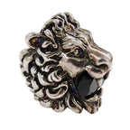 Gucci Ring Metal Stone Lion Head Silver Black — view 3