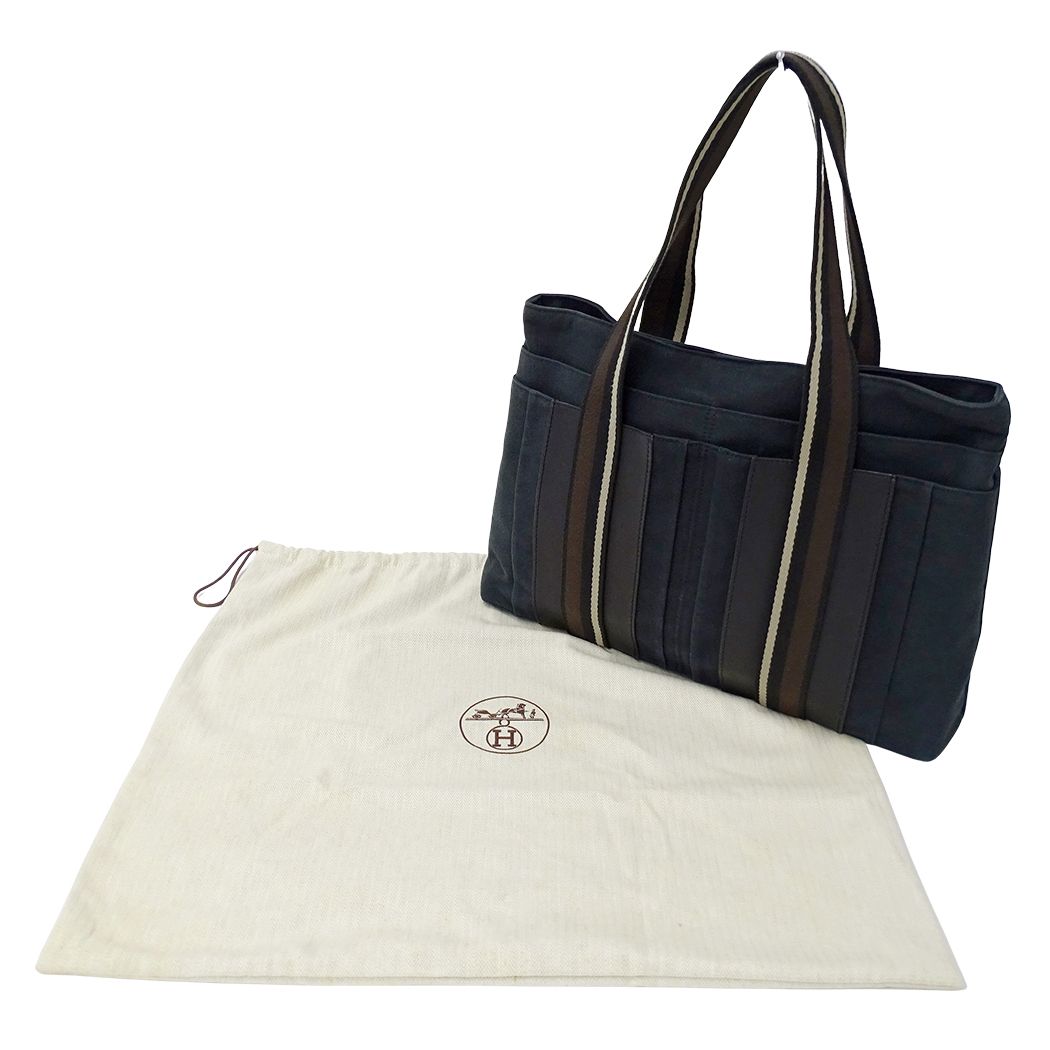 Hermes Tote Troca Horizontal MM Canvas Black — view 7