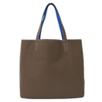 Hermes Tote Double Sens 45 Taurillon Clemence Etoupe Blue Reversible — view 2