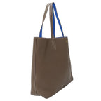 Hermes Tote Double Sens 45 Taurillon Clemence Etoupe Blue Reversible — view 4
