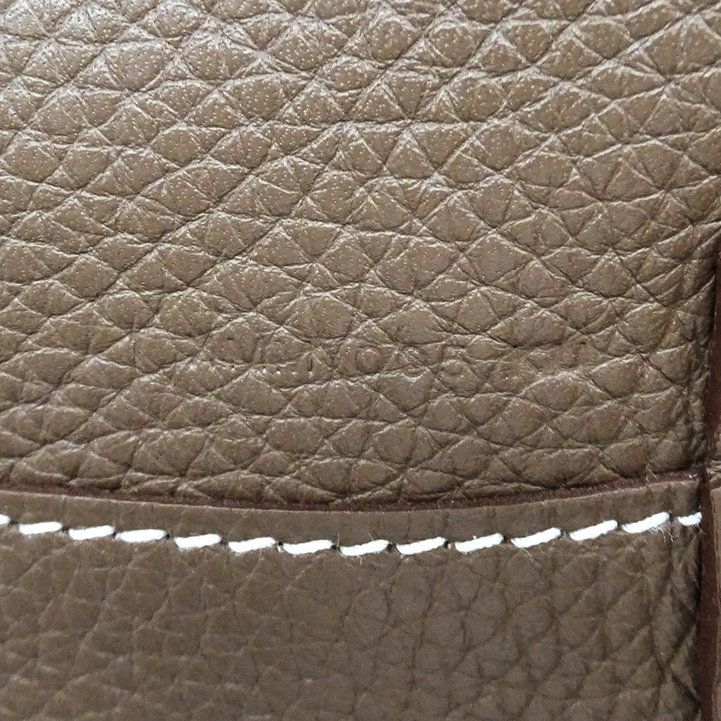 Hermes Tote Double Sens 45 Taurillon Clemence Etoupe Blue Reversible — view 8