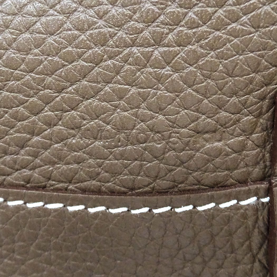 Hermes Tote Double Sens 45 Taurillon Clemence Etoupe Blue Reversible — view 8