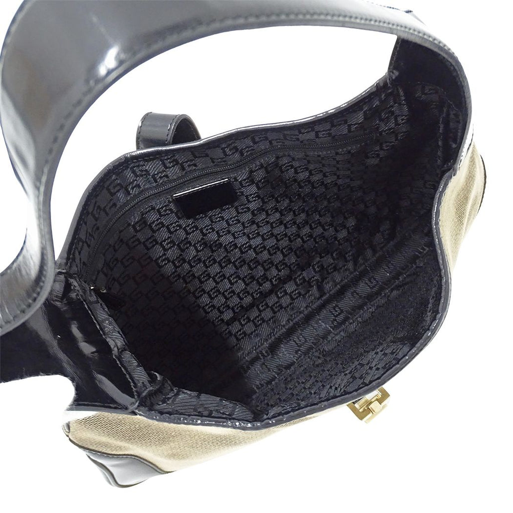 Gucci Shoulder Bag Jackie Canvas Beige Black — view 5