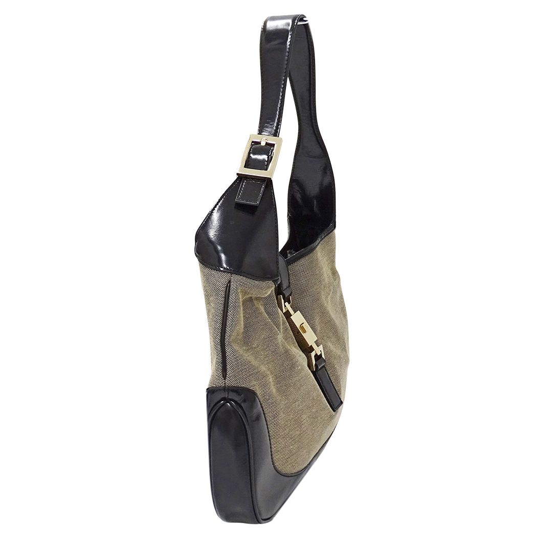 Gucci Shoulder Bag Jackie Canvas Beige Black — view 4
