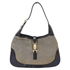 Gucci Shoulder Bag Jackie Canvas Beige Black