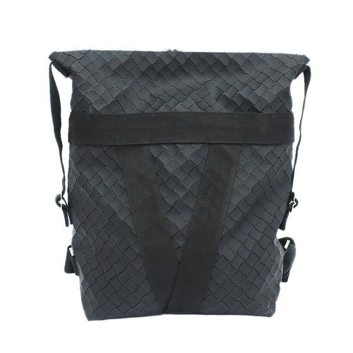 Bottega Veneta Ten New Lava Backpack Intrecciato Black Silver