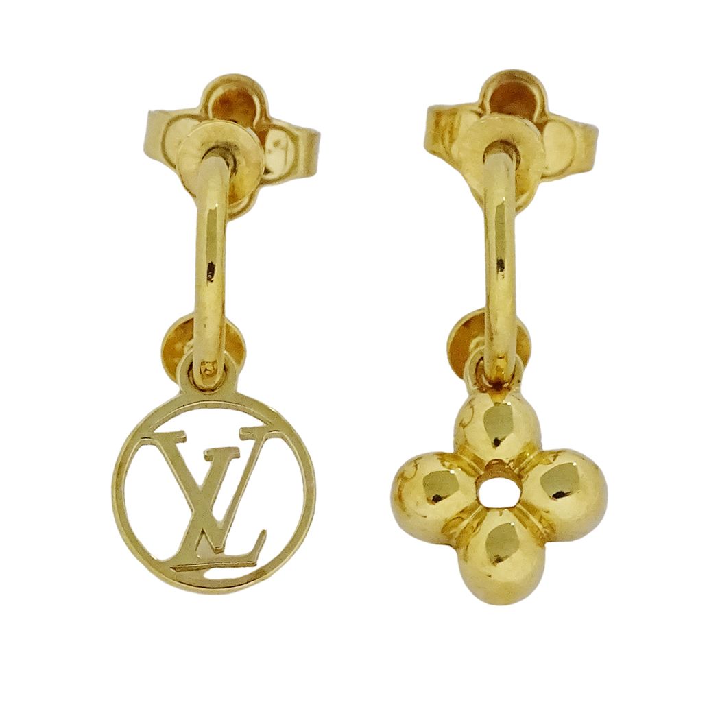 Louis Vuitton Earrings Blue Ming Gold Logo Feminine — view 2