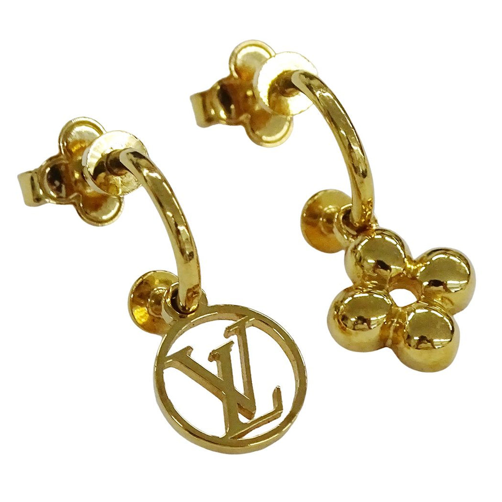 Louis Vuitton Earrings Blue Ming Gold Logo Feminine — view 3