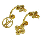 Louis Vuitton Earrings Blue Ming Gold Logo Feminine