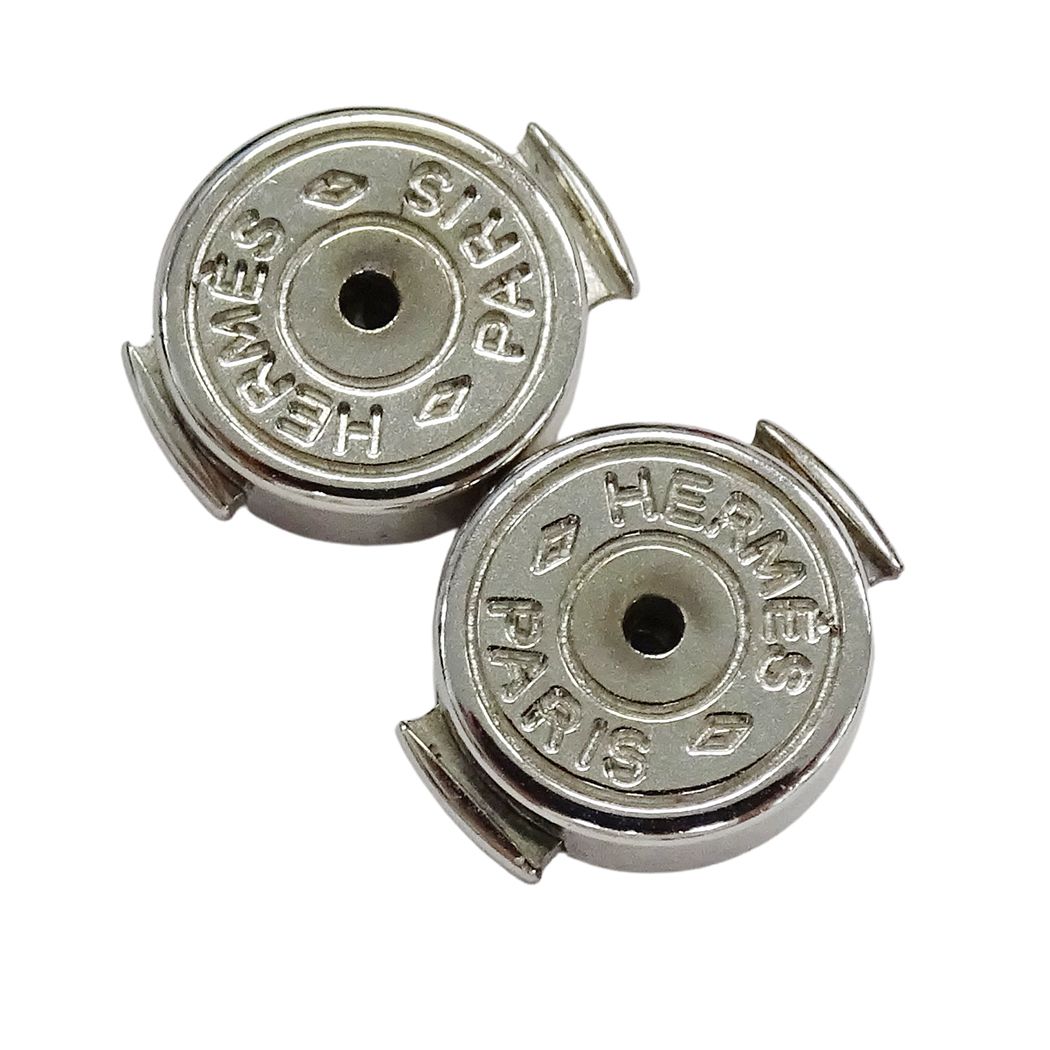 Hermes Earrings Cage Ash Cube Green Silver Small Delicate — view 7