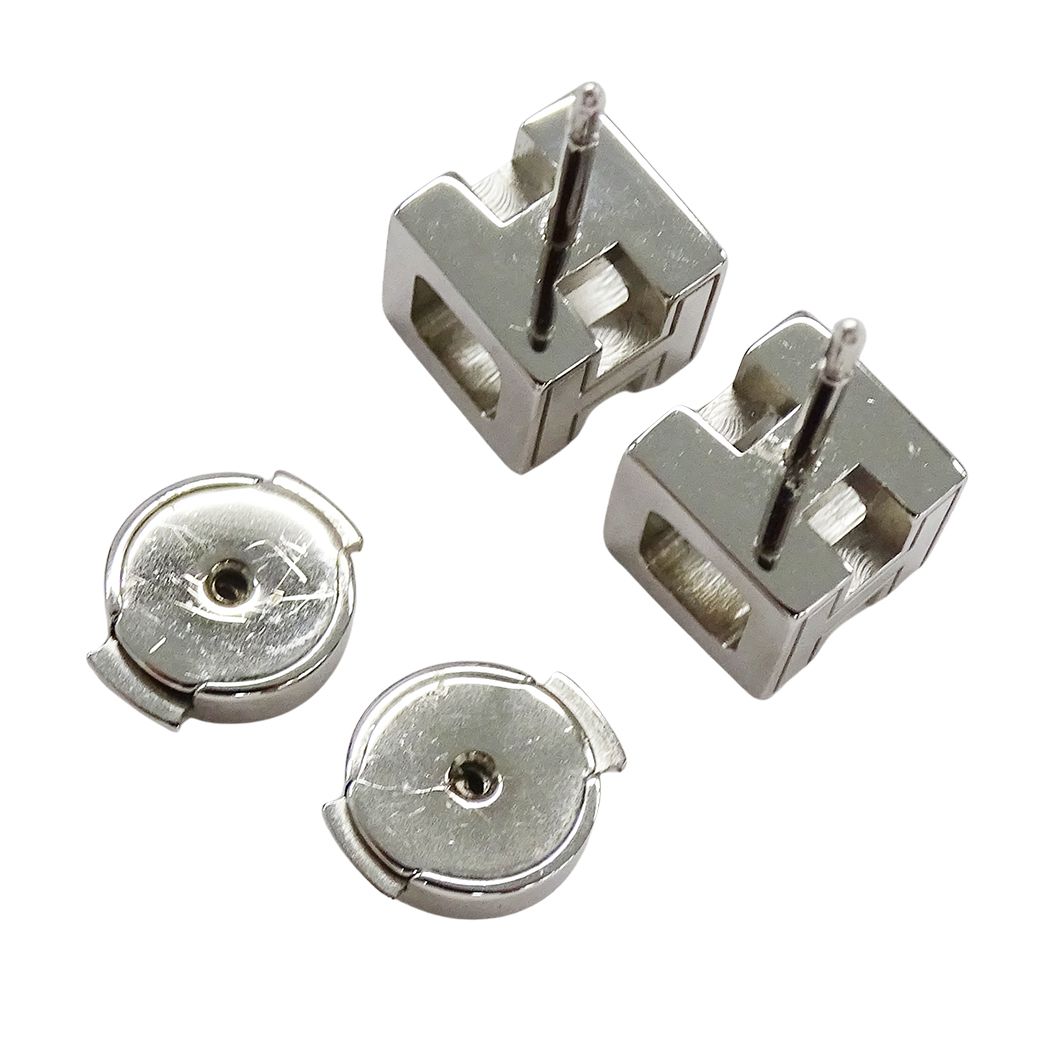 Hermes Earrings Cage Ash Cube Green Silver Small Delicate — view 6