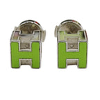 Hermes Earrings Cage Ash Cube Green Silver Small Delicate — view 3