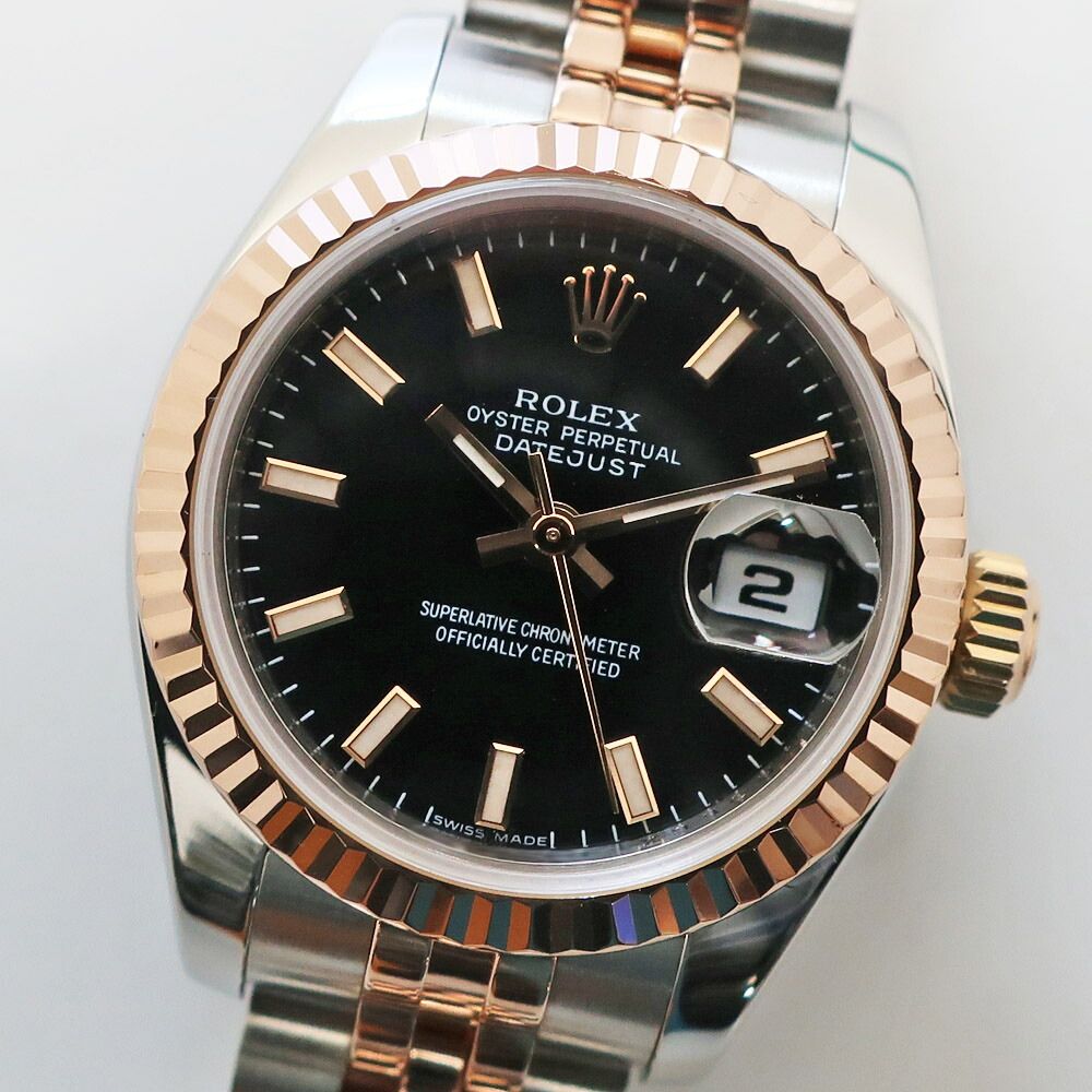 Rolex Ten Polished Datejust 26 D No SS PG Black Automatic Winding Watch — view 2
