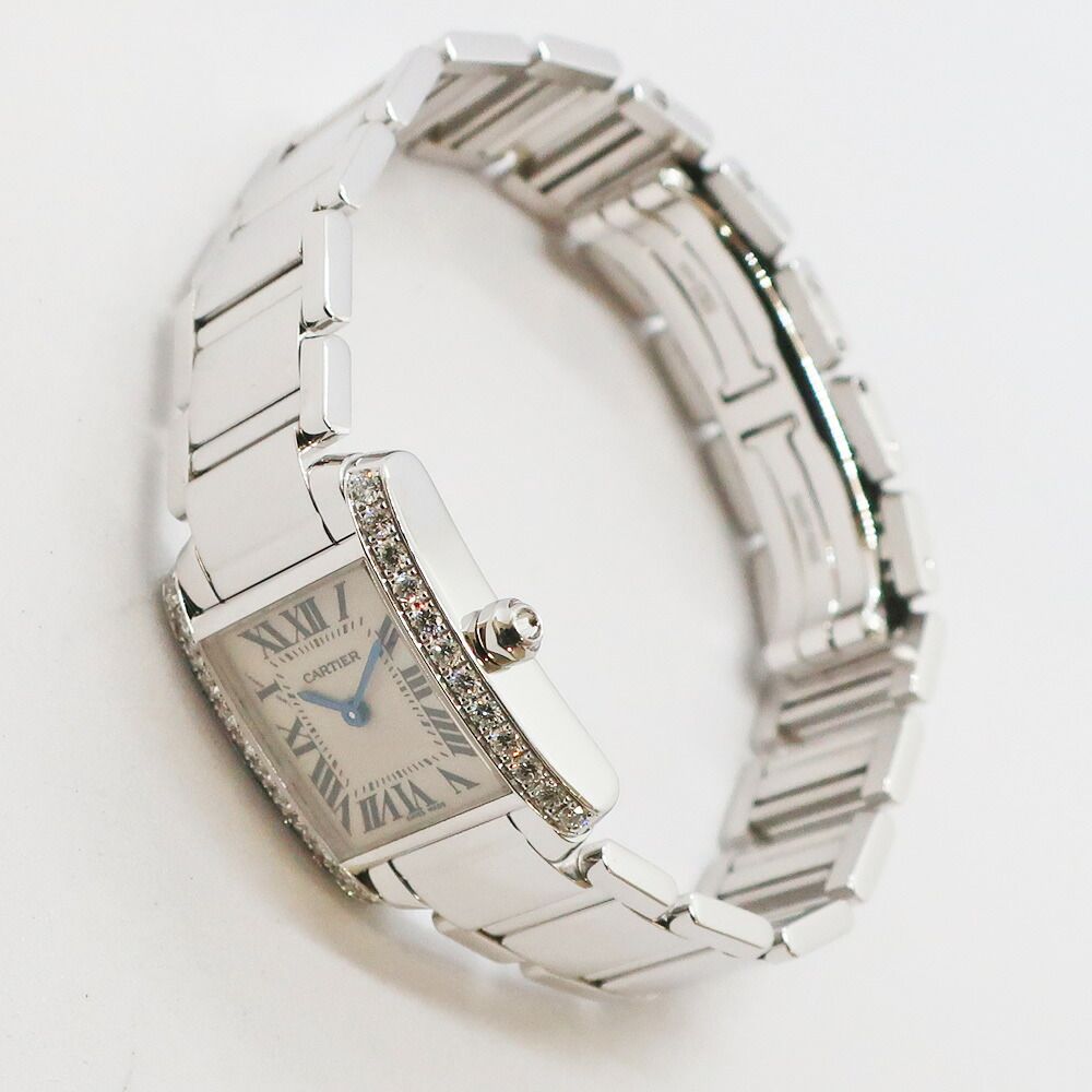 Cartier Ten Finished & Battery Replaced Tank Francaise SM 18k White Gold — view 9