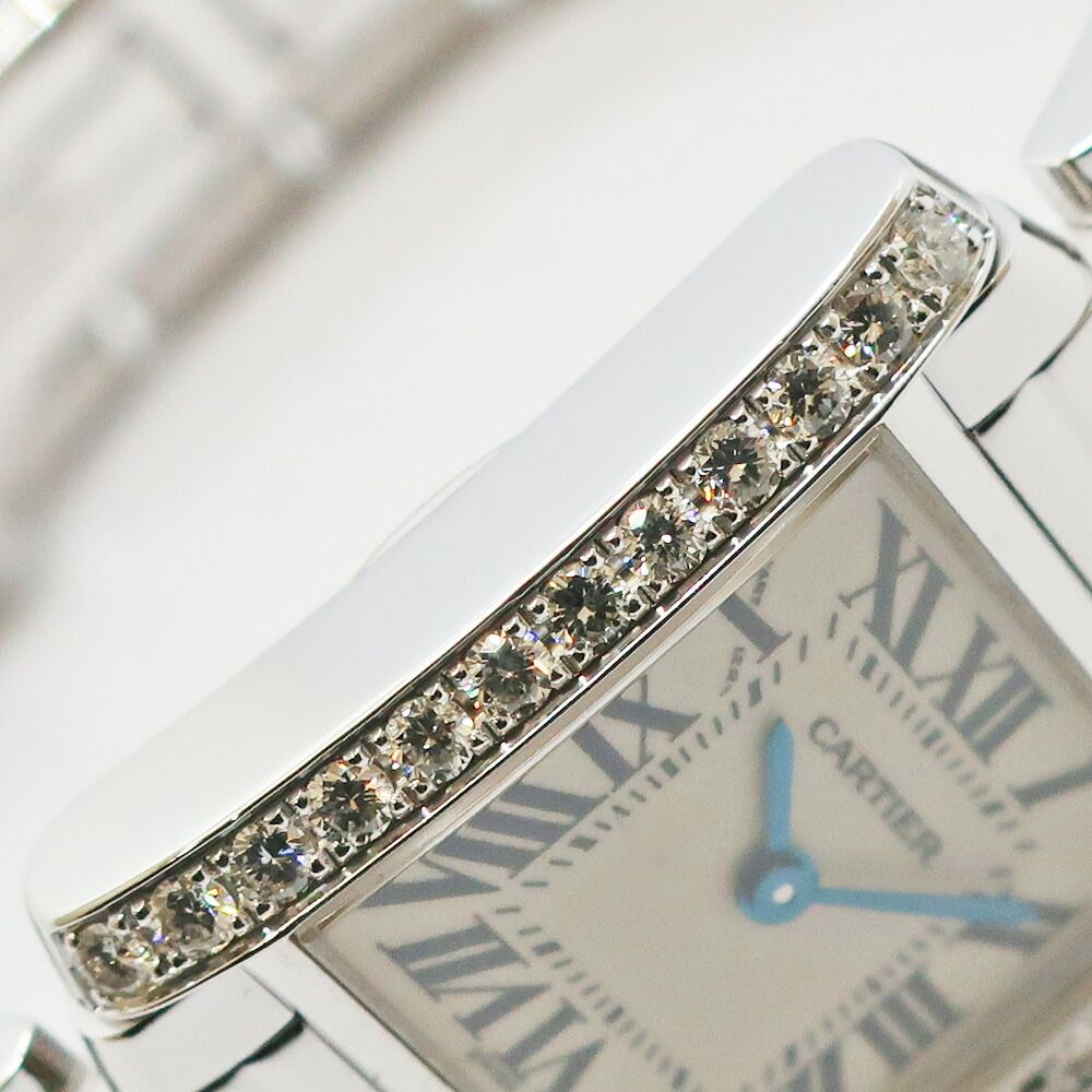Cartier Ten Finished & Battery Replaced Tank Francaise SM 18k White Gold — view 5