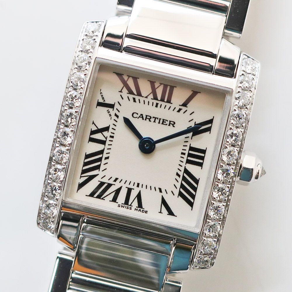 Cartier Ten Finished & Battery Replaced Tank Francaise SM 18k White Gold — view 2