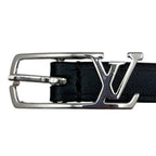 Louis Vuitton Bracelet Neogram Leather LV Logo Noir Black Silver — view 4