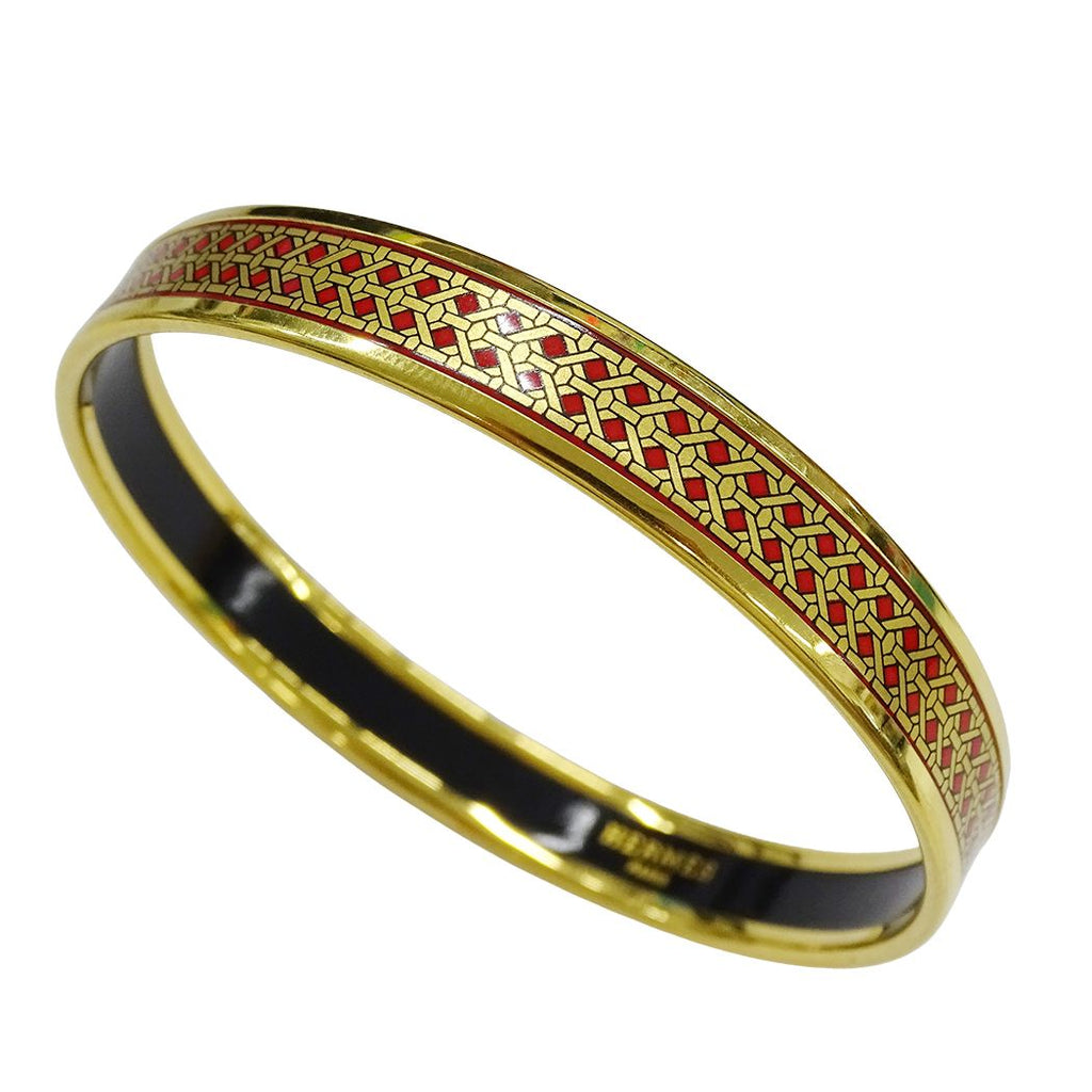 Hermes Bangle Enamel PM Metal Gold Red Cloisonne Bracelet — view 3