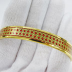 Hermes Bangle Enamel PM Metal Gold Red Cloisonne Bracelet — view 7