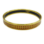 Hermes Bangle Enamel PM Metal Gold Red Cloisonne Bracelet