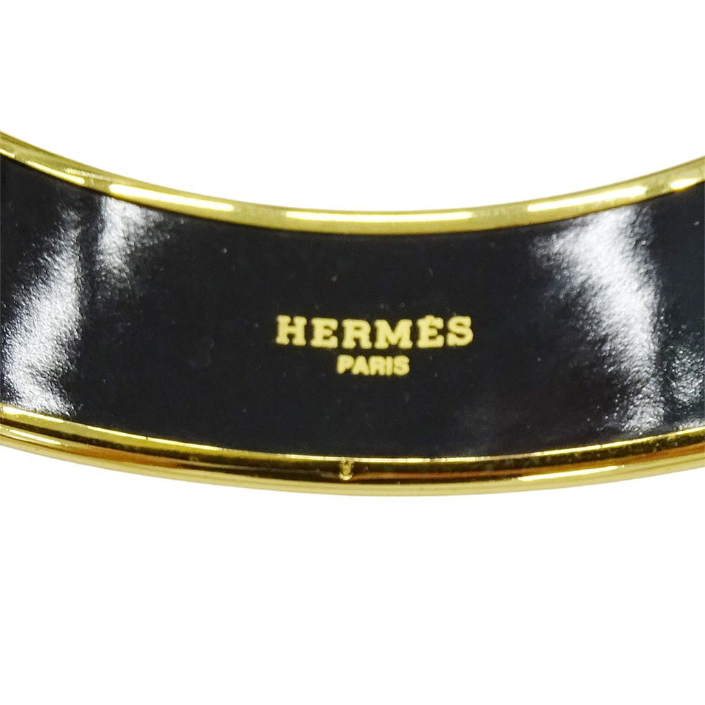 Hermes Bangle Enamel GM Metal Gold Black Multi Jar Cloisonne Bracelet — view 5
