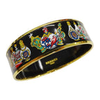 Hermes Bangle Enamel GM Metal Gold Black Multi Jar Cloisonne Bracelet — view 3
