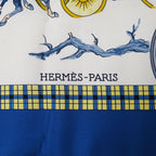 Hermes Scarf Carre 90 L'hiver en Poste Winter Mail Silk Blue — view 5