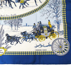Hermes Scarf Carre 90 L'hiver en Poste Winter Mail Silk Blue — view 4