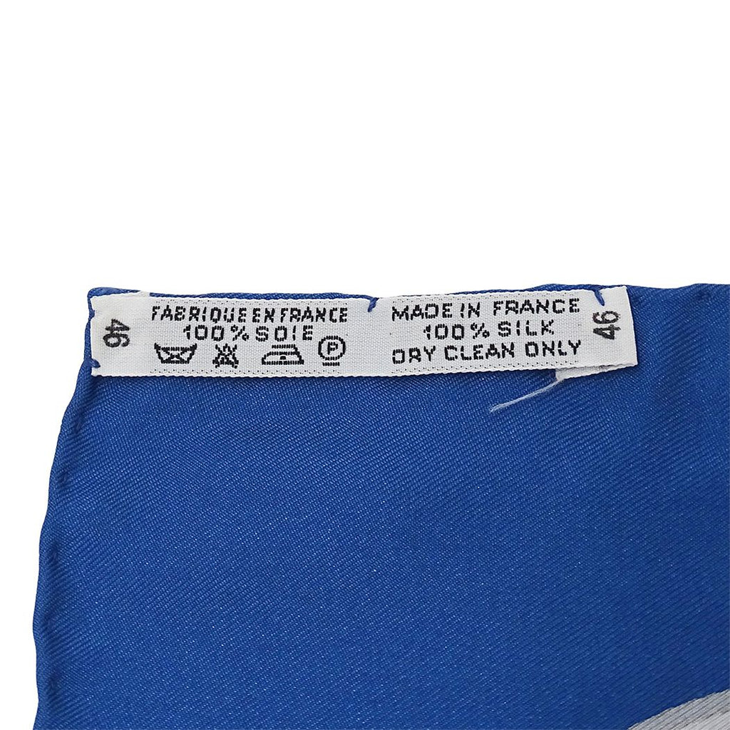 Hermes Scarf Carre 90 L'hiver en Poste Winter Mail Silk Blue — view 6