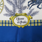 Hermes Scarf Carre 90 L'hiver en Poste Winter Mail Silk Blue — view 3